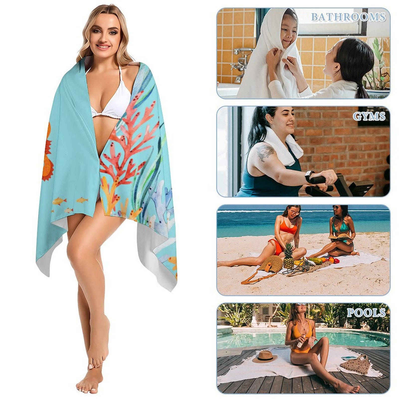 Aperturee - Custom Photo Under Sea Summer Girl Beach Towel