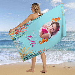 Aperturee - Custom Photo Under Sea Summer Girl Beach Towel