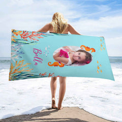 Aperturee - Custom Photo Under Sea Summer Girl Beach Towel