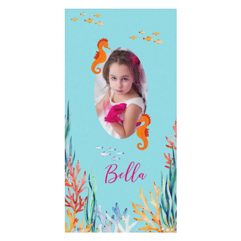 Aperturee - Custom Photo Under Sea Summer Girl Beach Towel