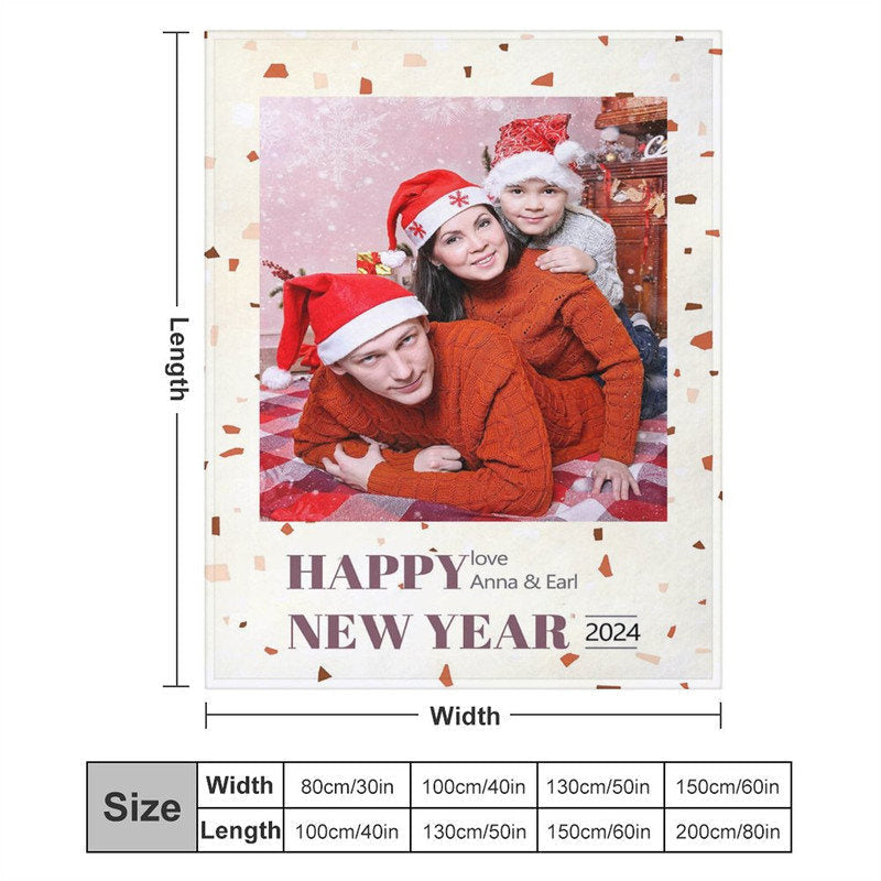 Aperturee - Custom Picture Happy New Year Warm Soft Blanket