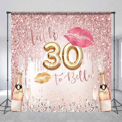 Aperturee - Custom Pink Glitter Champagne 30th Birthday Backdrop