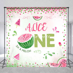 Aperturee - Custom Pink Green Watermelon 1st Birthday Backdrop