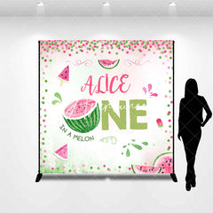 Aperturee - Custom Pink Green Watermelon 1st Birthday Backdrop