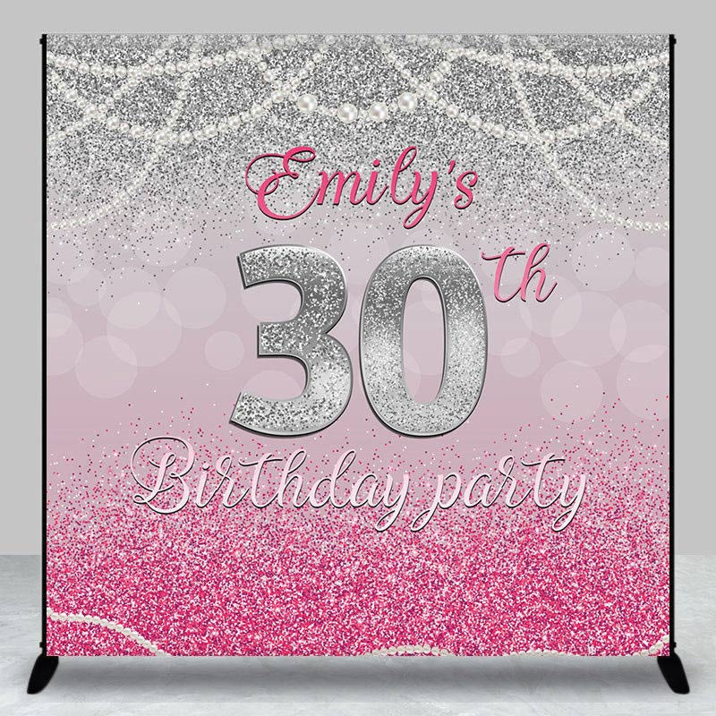 Aperturee - Custom Pink Silver Backdrop For 30th Birthday Party