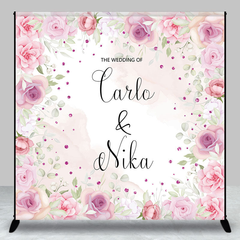 Aperturee - Custom Pink Spring Floral Wedding Party Backdrop