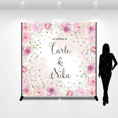 Aperturee - Custom Pink Spring Floral Wedding Party Backdrop