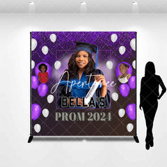 Aperturee - Custom Purple Balloon Congrats Grad 2024 Backdrop