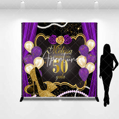 Aperturee - Custom Purple Black High Heel 50th Birthday Backdrop