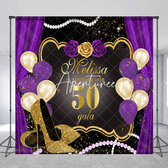 Aperturee - Custom Purple Black High Heel 50th Birthday Backdrop