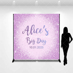 Aperturee - Custom Purple Glitter Big Day Birthday Party Backdrop