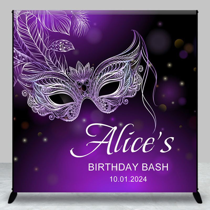 Aperturee - Custom Purple Mask Masquerade Birthday Bash Backdrop