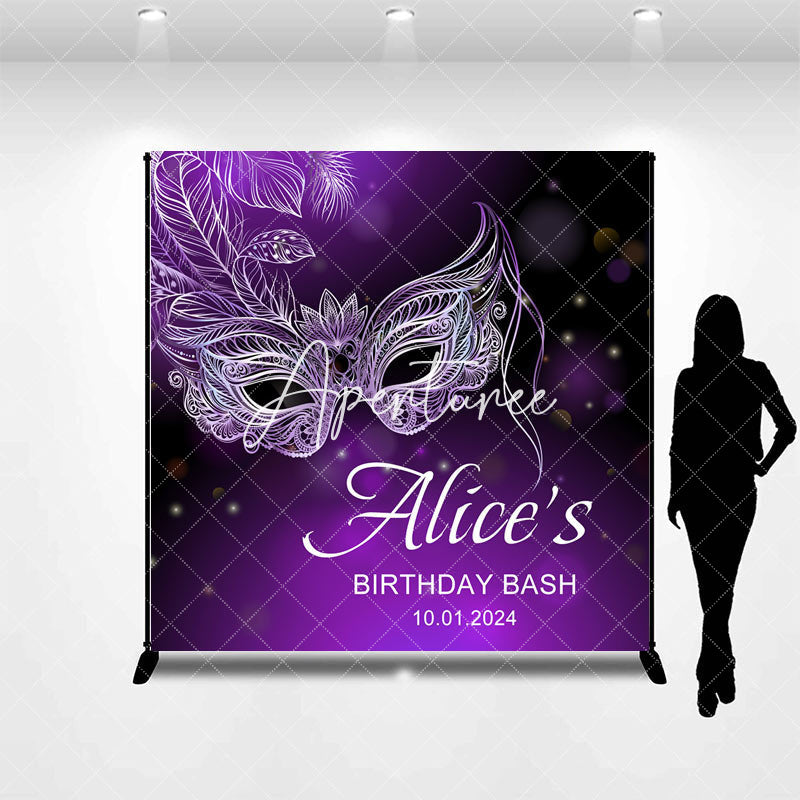 Aperturee - Custom Purple Mask Masquerade Birthday Bash Backdrop