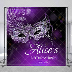 Aperturee - Custom Purple Mask Masquerade Birthday Bash Backdrop