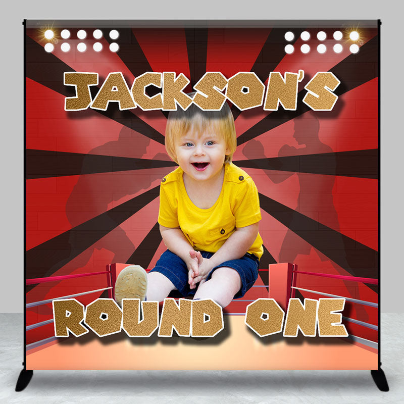 Aperturee - Custom Red Boxing Ring Round One Birthday Backdrop