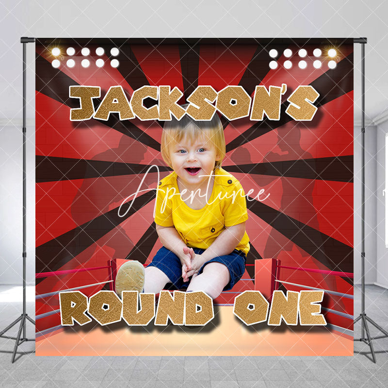 Aperturee - Custom Red Boxing Ring Round One Birthday Backdrop