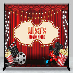 Aperturee - Custom Red Curtain Cinema Movie Night Party Backdrop