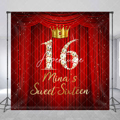 Aperturee - Custom Red Curtain Diamond 16th Birthday Backdrop