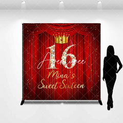 Aperturee - Custom Red Curtain Diamond 16th Birthday Backdrop