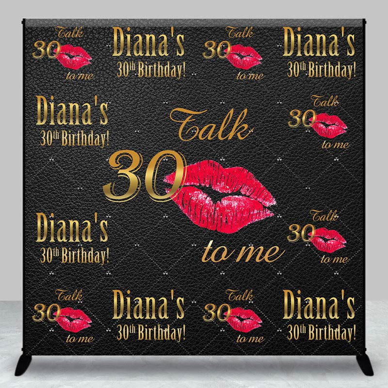 Aperturee - Custom Red Lips Black Leather 30th Birthday Backdrop