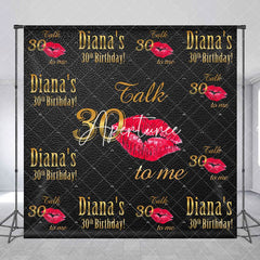 Aperturee - Custom Red Lips Black Leather 30th Birthday Backdrop