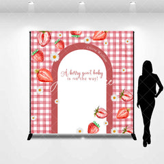 Aperturee - Custom Red Strawberry Plaid Baby Shower Backdrop