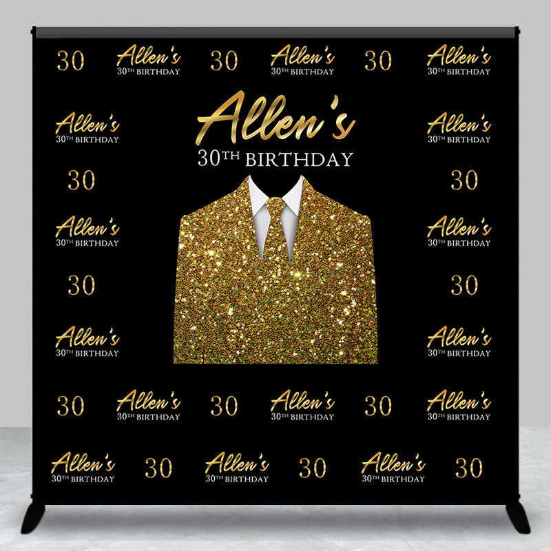 Aperturee - Custom Repeat Golden Tie Suit 30th Birthday Backdrop