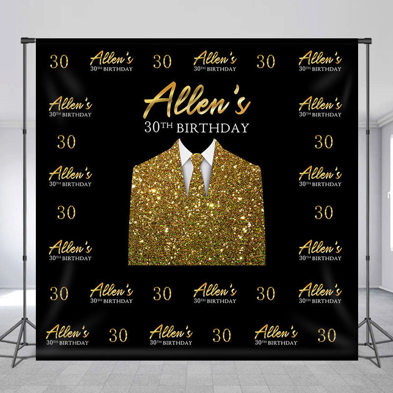 Aperturee - Custom Repeat Golden Tie Suit 30th Birthday Backdrop