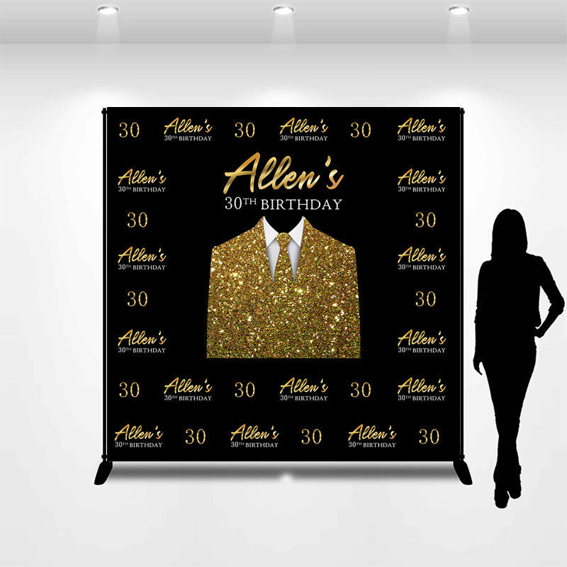 Aperturee - Custom Repeat Golden Tie Suit 30th Birthday Backdrop