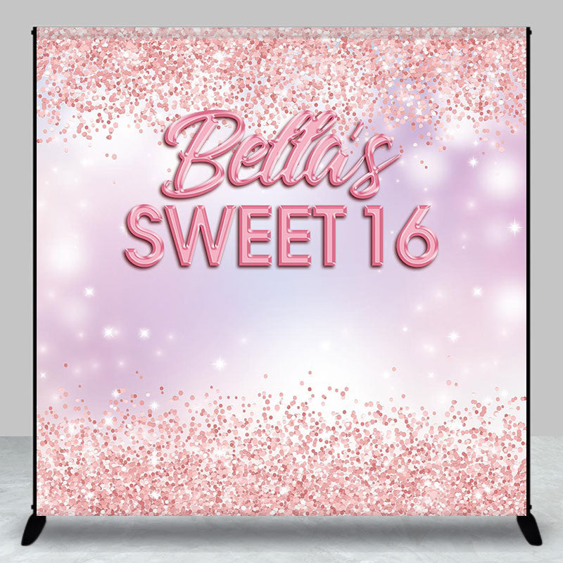 Aperturee - Custom Rose Gold Glitter Sweet 16 Birthday Backdrop