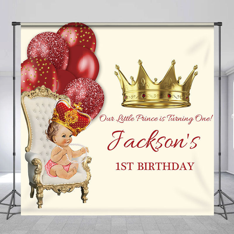 Aperturee - Custom Royal Red Gold Prince First Birthday Backdrop