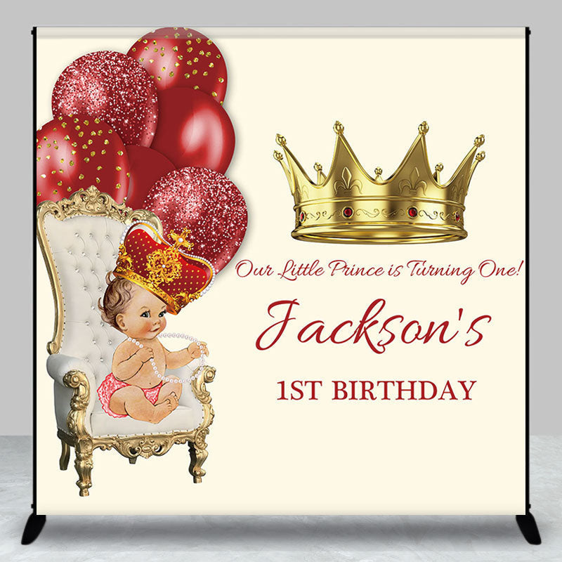 Aperturee - Custom Royal Red Gold Prince First Birthday Backdrop