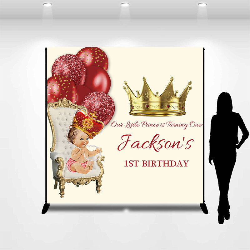 Aperturee - Custom Royal Red Gold Prince First Birthday Backdrop