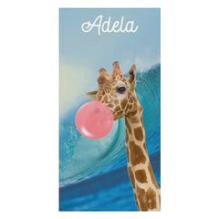 Aperturee - Custom Sea Waves Sky Bubble Gum Giraffe Beach towel