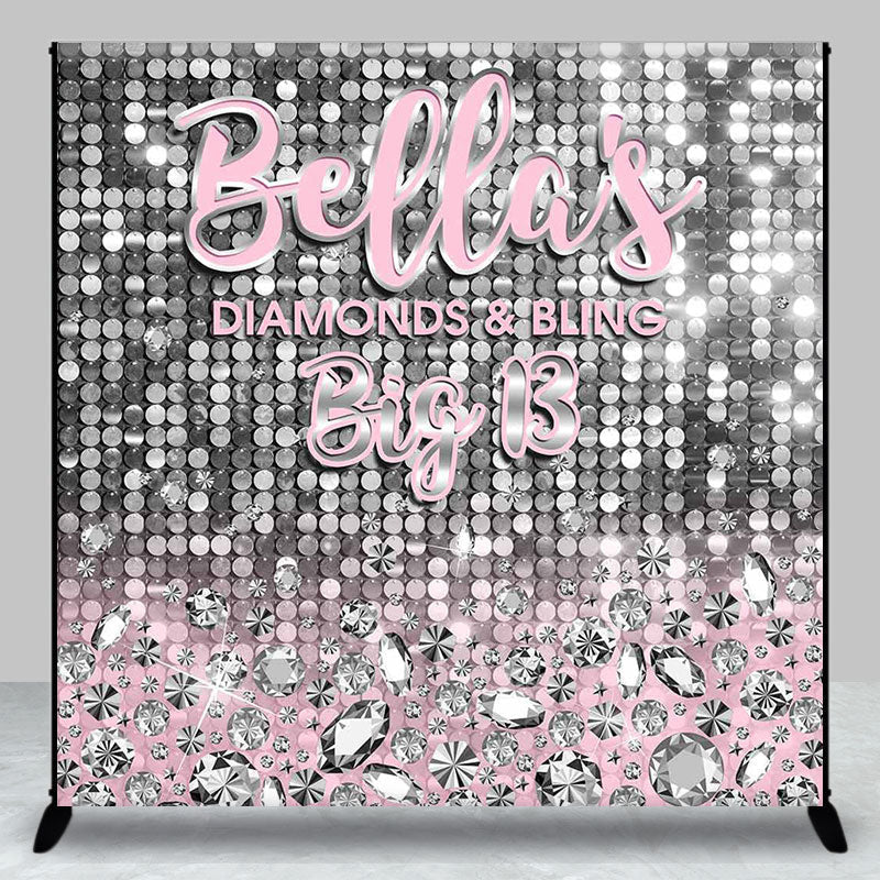 Aperturee - Custom Sequin Glitter Diamond 13th Birthday Backdrop