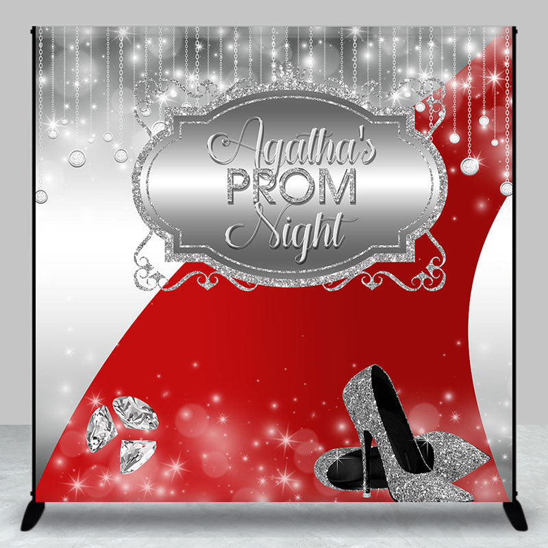 Aperturee - Custom Silver Red Carpet Sparkle Prom Night Backdrop