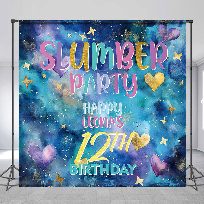 Aperturee - Custom Slumber Party Happy 12th Birthday Backdrop