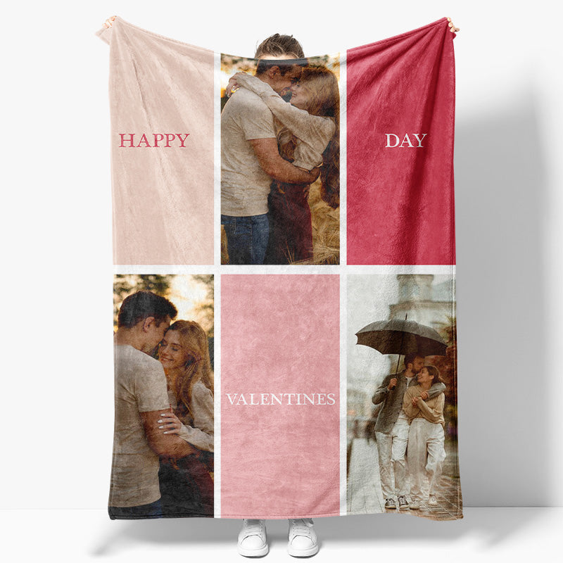 Aperturee - Custom Splicing Couple Photo Valentines Day Blanket