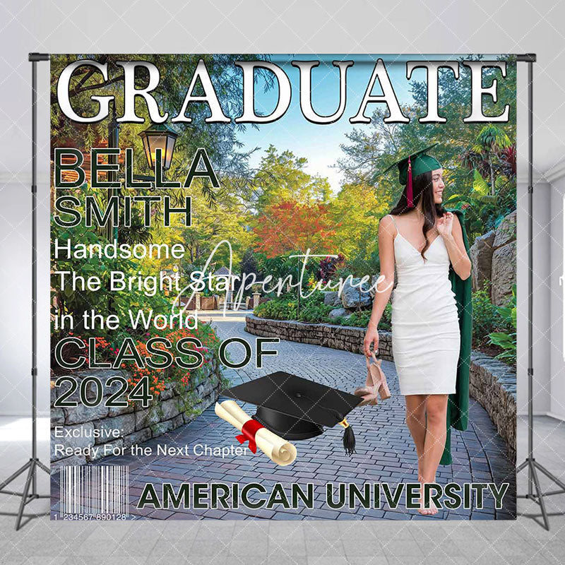 Aperturee - Custom Spring Park Path Magazine Graduation Backdrop