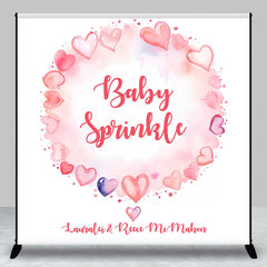 Aperturee - Custom Sprinkle Pink Hearts Baby Shower Backdrop