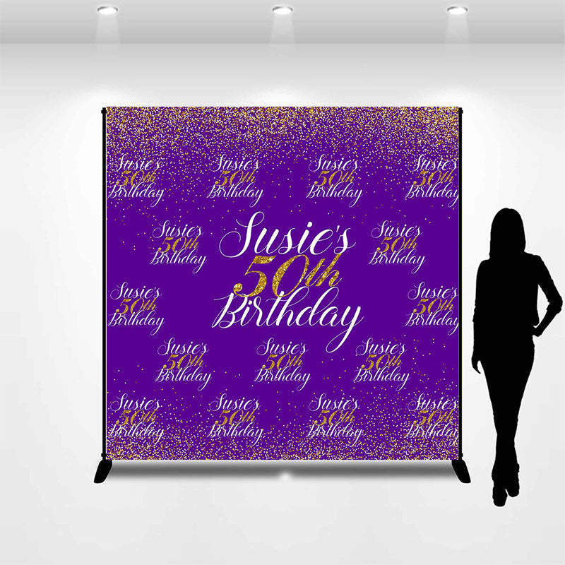 Aperturee - Custom Step And Repeat Purple 50th Birthday Backdrop