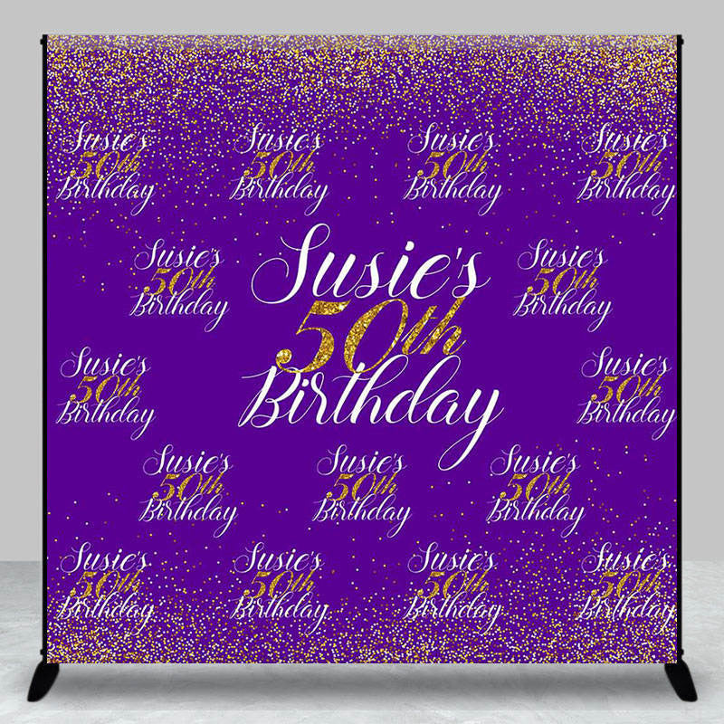 Aperturee - Custom Step And Repeat Purple 50th Birthday Backdrop