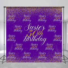 Aperturee - Custom Step And Repeat Purple 50th Birthday Backdrop