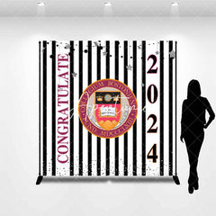 Aperturee - Custom Stripe Stars School Emblem Graduation Backdrop