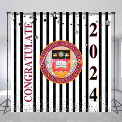 Aperturee - Custom Stripe Stars School Emblem Graduation Backdrop