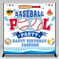 Aperturee - Custom Summer Baseball Pool Birthday Party Backdrop