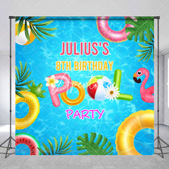 Aperturee - Custom Summer Swimming Pool 8th Birthday Backdrop