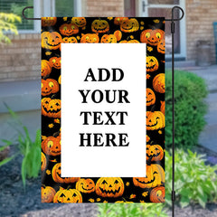 Aperturee - Custom Text Pumpkin Lantern Halloween Garden Flag