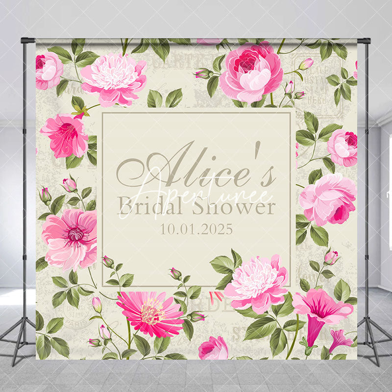 Aperturee - Custom Vintage Stamp Floral Bridal Shower Backdrop