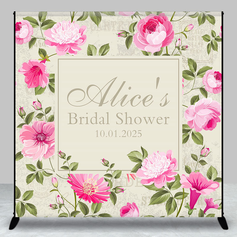 Aperturee - Custom Vintage Stamp Floral Bridal Shower Backdrop